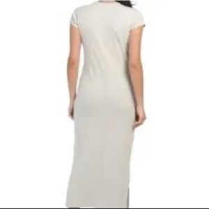 Elie Tahari Pima Cotton Blend Ribbed Cap Sleeve Long Dress
